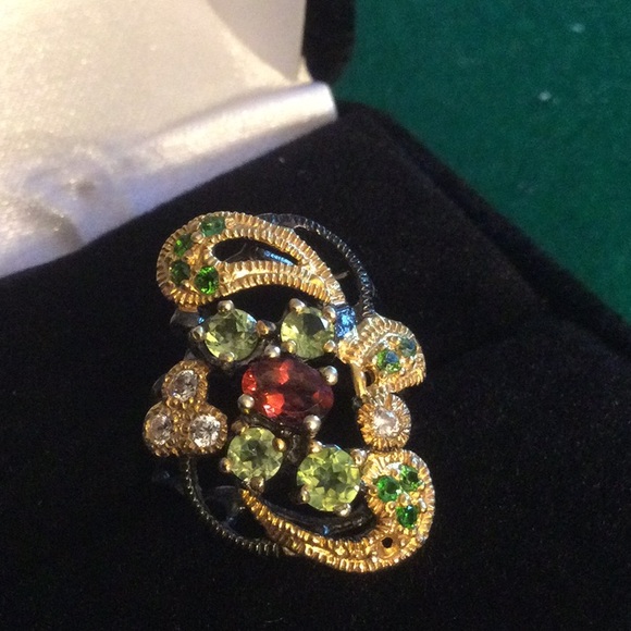 Breathtaking Garnet & Peridot Ring - Picture 6 of 9